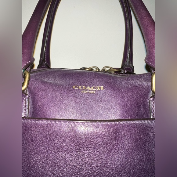 Coach bag Leather Deep Purple Gold Stud Purse Tassle Medium Large Size Handbag - Picture 10 of 14